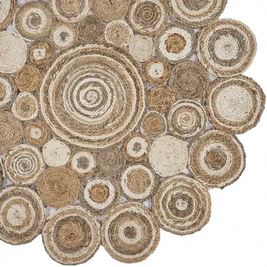 Multi-toned Intricate Circle Natural Jute Area Rug Photo 9