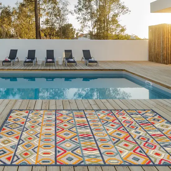 MultiAztec Pattern Indoor Outdoor Area Rug Photo 6