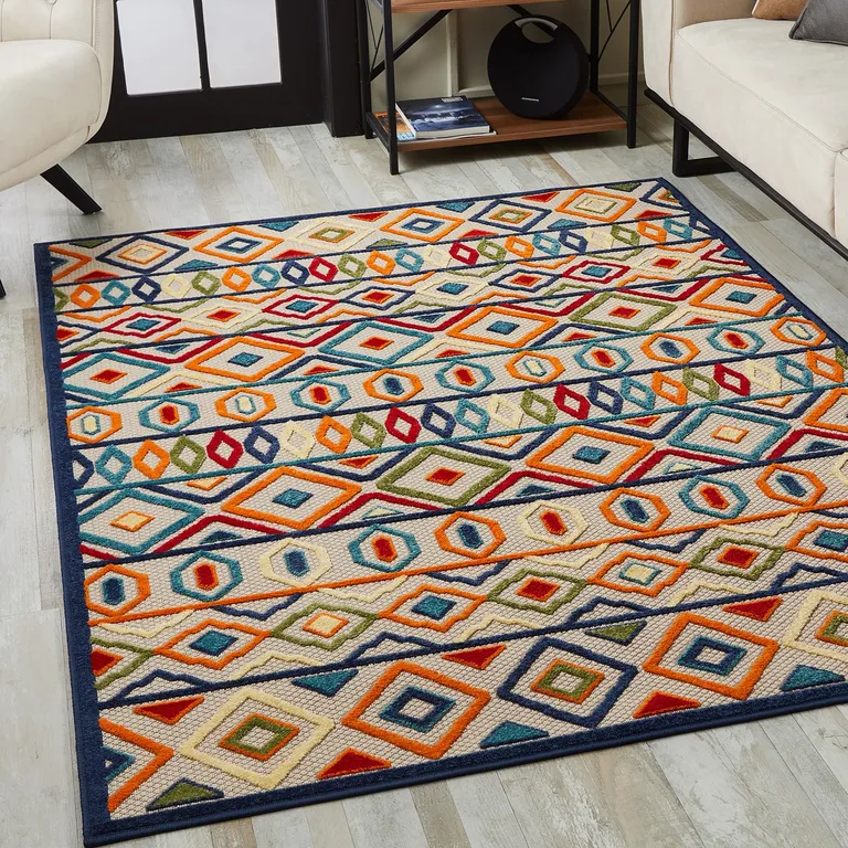 MultiAztec Pattern Indoor Outdoor Area Rug Photo 5