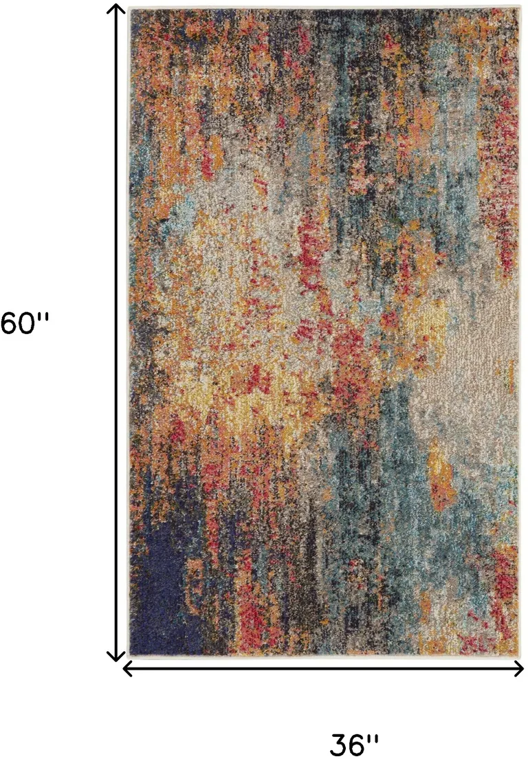 Multicolor Abstract Power Loom Non Skid Area Rug Photo 5