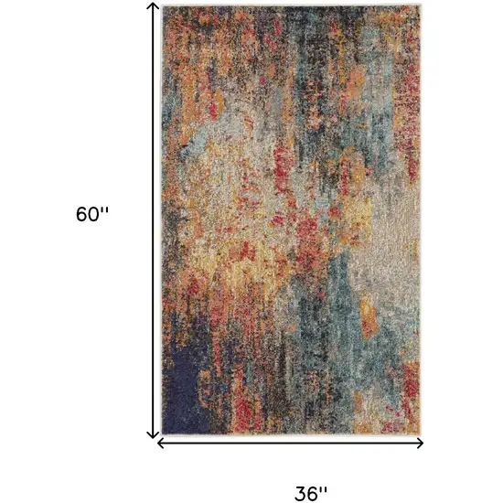 Multicolor Abstract Power Loom Non Skid Area Rug Photo 5