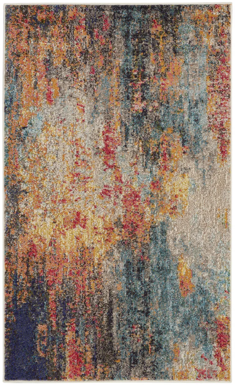 Multicolor Abstract Power Loom Non Skid Area Rug Photo 1