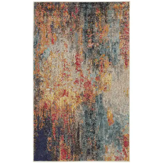 Multicolor Abstract Power Loom Non Skid Area Rug Photo 1