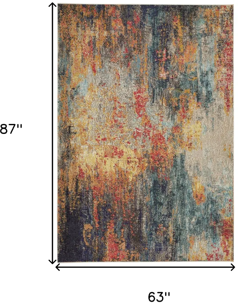 Multicolor Abstract Power Loom Non Skid Area Rug Photo 5