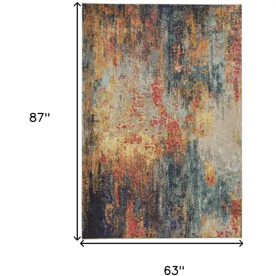 Multicolor Abstract Power Loom Non Skid Area Rug Photo 5