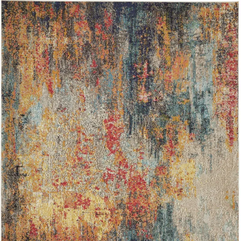 Multicolor Abstract Power Loom Non Skid Area Rug Photo 4