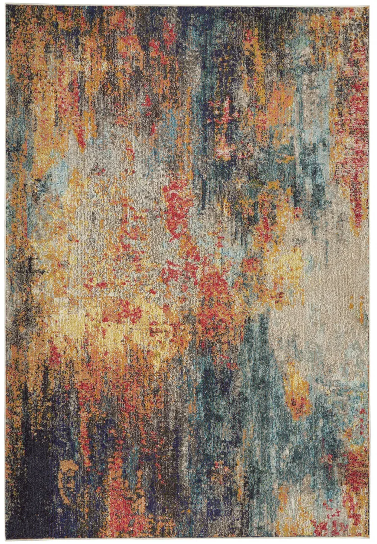 Multicolor Abstract Power Loom Non Skid Area Rug Photo 1