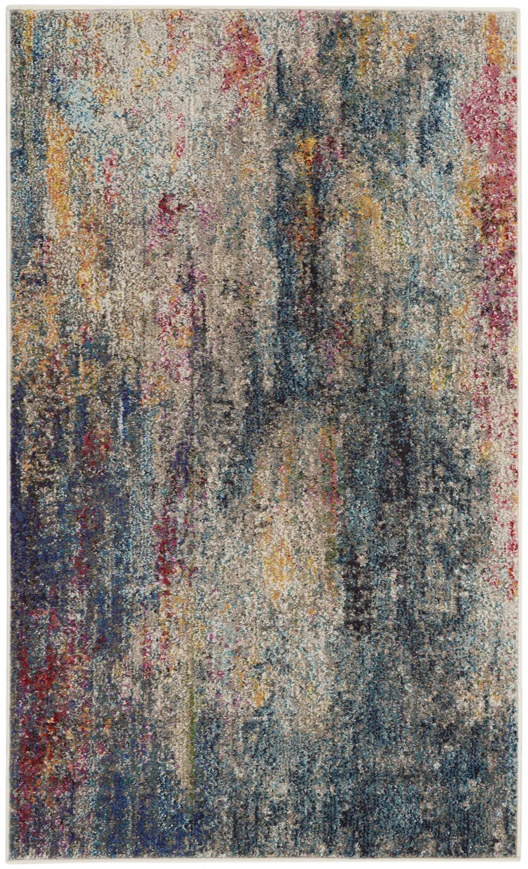 Multicolor Abstract Power Loom Non Skid Area Rug Photo 1