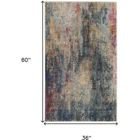 Multicolor Abstract Power Loom Non Skid Area Rug Photo 5