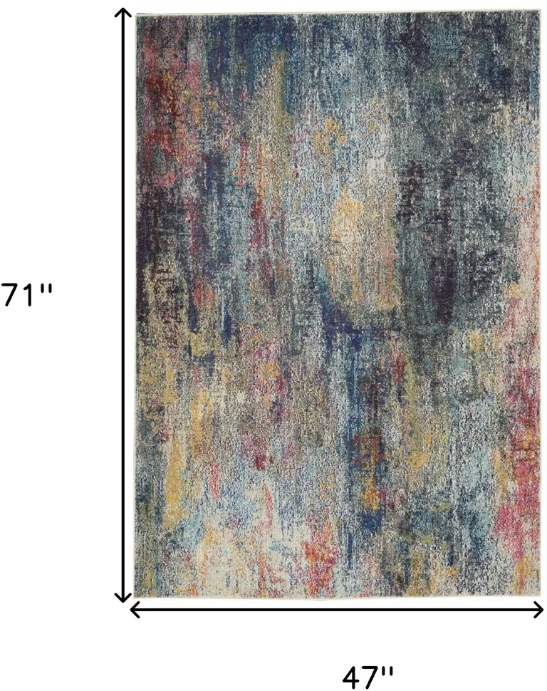 Multicolor Abstract Power Loom Non Skid Area Rug Photo 5