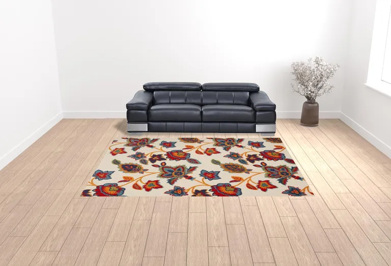 Multicolor Floral Stain Resistant Non Skid Area Rug Photo 2