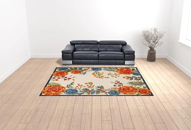 Multicolor Floral Stain Resistant Non Skid Area Rug Photo 2