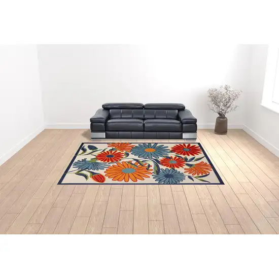 Multicolor Floral Stain Resistant Non Skid Area Rug Photo 2