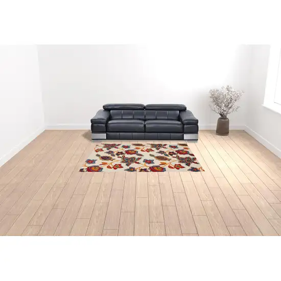 Multicolor Floral Stain Resistant Non Skid Area Rug Photo 2