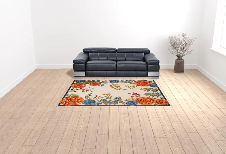 Multicolor Floral Stain Resistant Non Skid Area Rug Photo 2