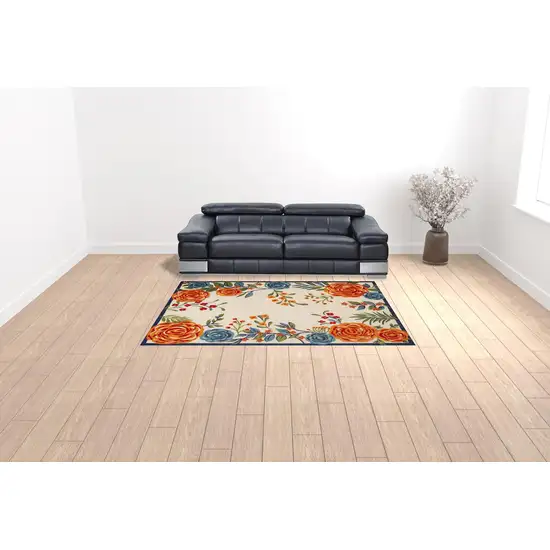 Multicolor Floral Stain Resistant Non Skid Area Rug Photo 2