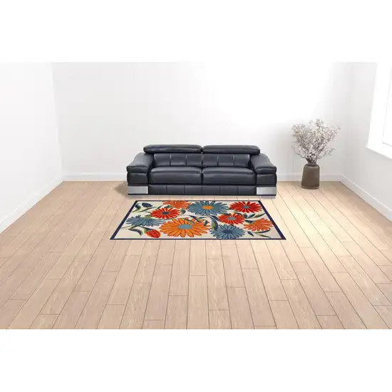 Multicolor Floral Stain Resistant Non Skid Area Rug Photo 2