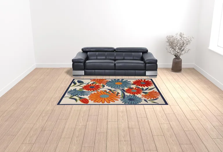 Multicolor Floral Stain Resistant Non Skid Area Rug Photo 2