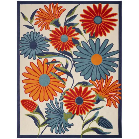 Multicolor Floral Stain Resistant Non Skid Area Rug Photo 1