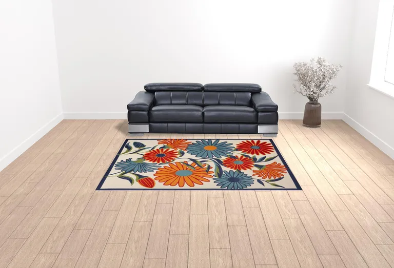 Multicolor Floral Stain Resistant Non Skid Area Rug Photo 2