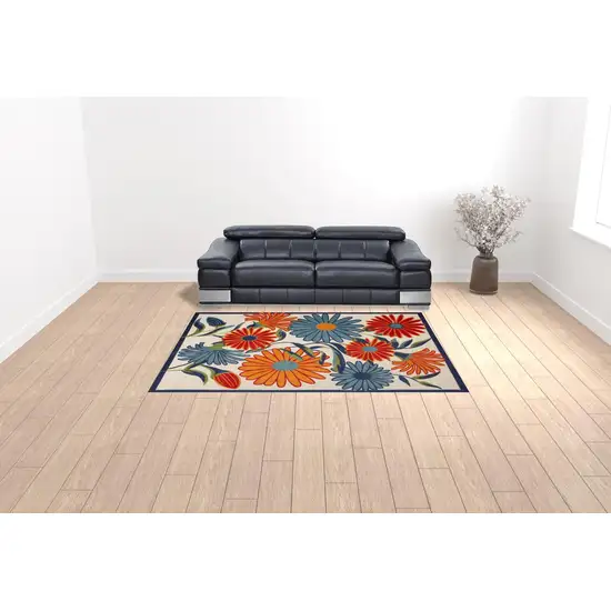 Multicolor Floral Stain Resistant Non Skid Area Rug Photo 2