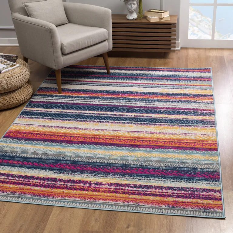 Multicolor Irregular Striped Area Rug Photo 4