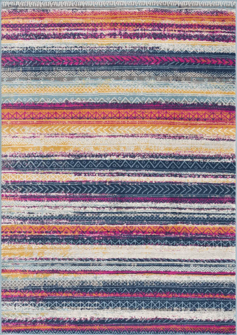 Multicolor Irregular Striped Area Rug Photo 2