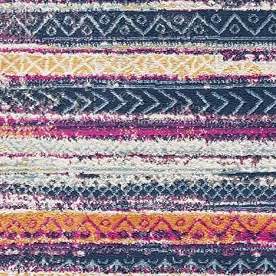 2' X 8' Multicolor Irregular Striped Runner Rug Photo 6