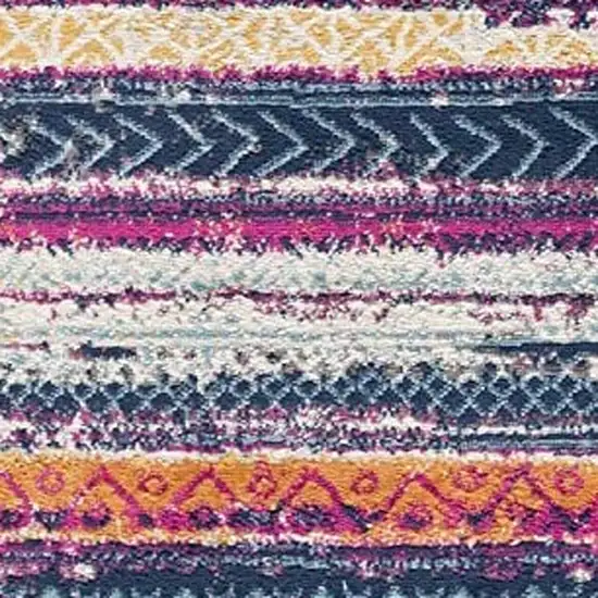 2' X 8' Multicolor Irregular Striped Runner Rug Photo 5