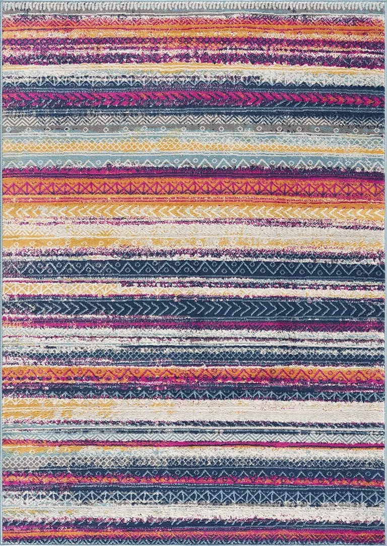 Multicolor Irregular Striped Runner Rug Photo 1