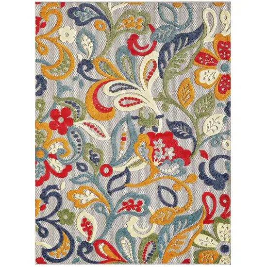 Multicolor Jacobean Floral Indoor Outdoor Area Rug Photo 1