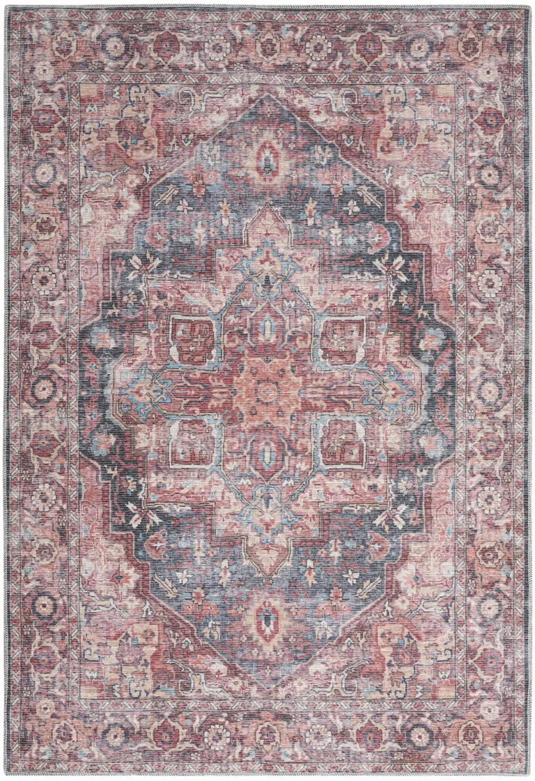 Multicolor Medallion Distressed Washable Area Rug Photo 1