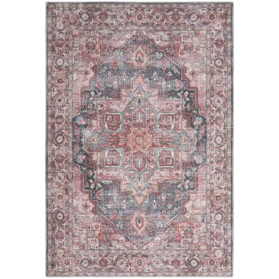 Multicolor Medallion Distressed Washable Area Rug Photo 1