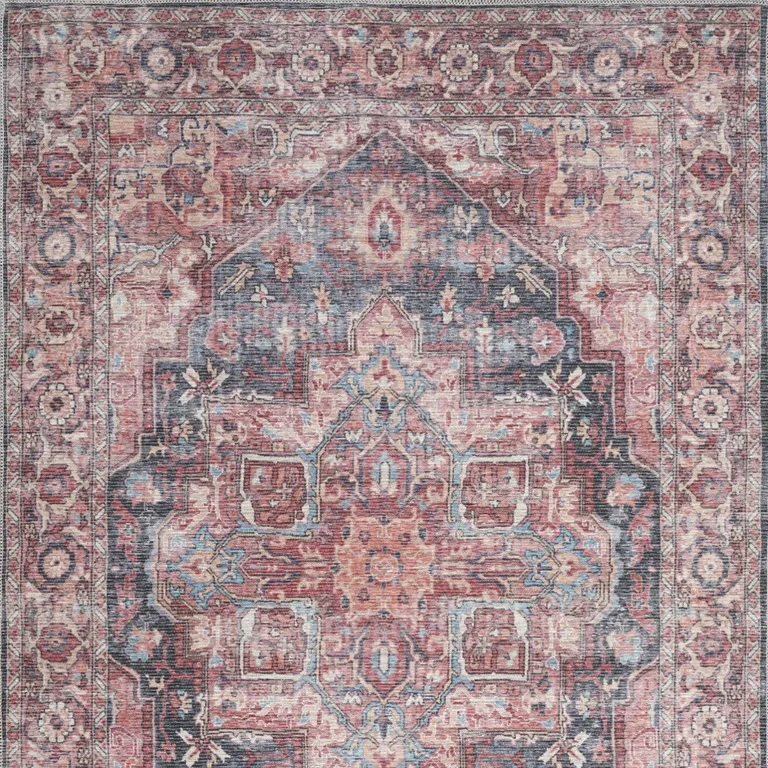 Multicolor Medallion Distressed Washable Area Rug Photo 4