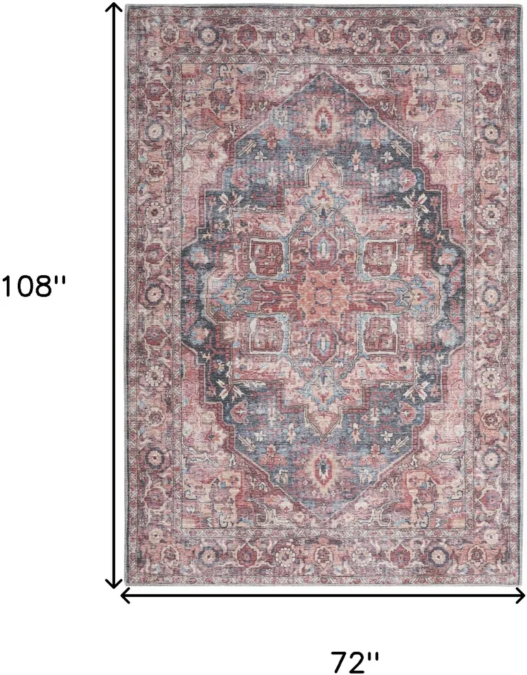 Multicolor Medallion Distressed Washable Area Rug Photo 5