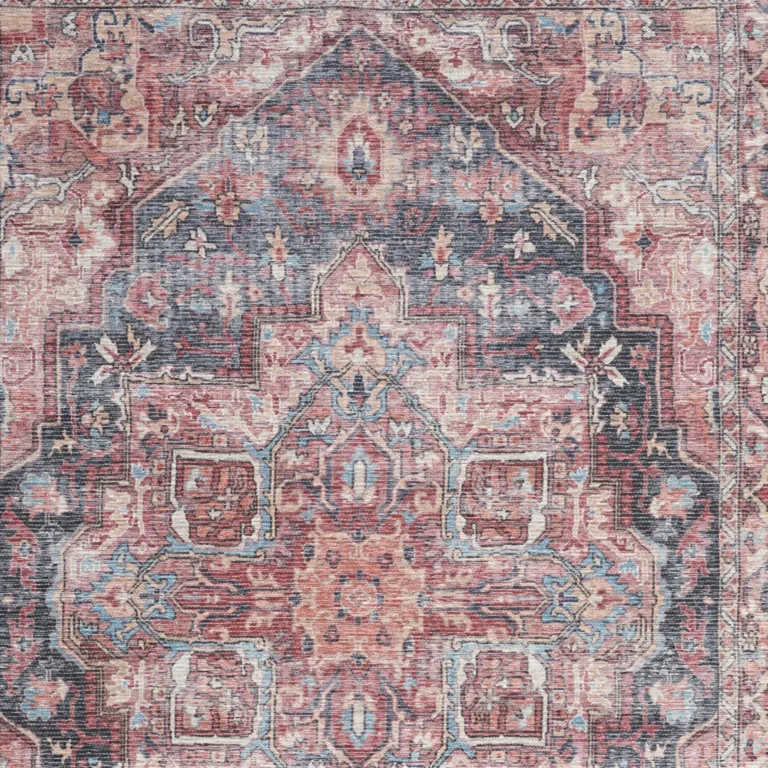 Multicolor Medallion Distressed Washable Area Rug Photo 3