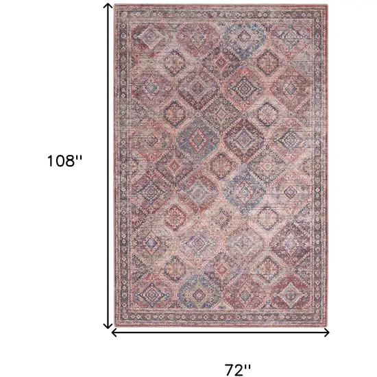 Multicolor Medallion Distressed Washable Area Rug Photo 5