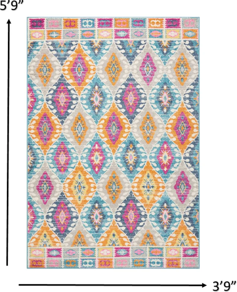 Multicolor Ogee Pattern Area Rug Photo 4