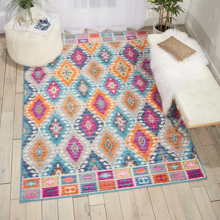Multicolor Ogee Pattern Area Rug Photo 1