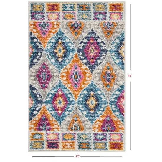 Multicolor Ogee Pattern Scatter Rug Photo 2