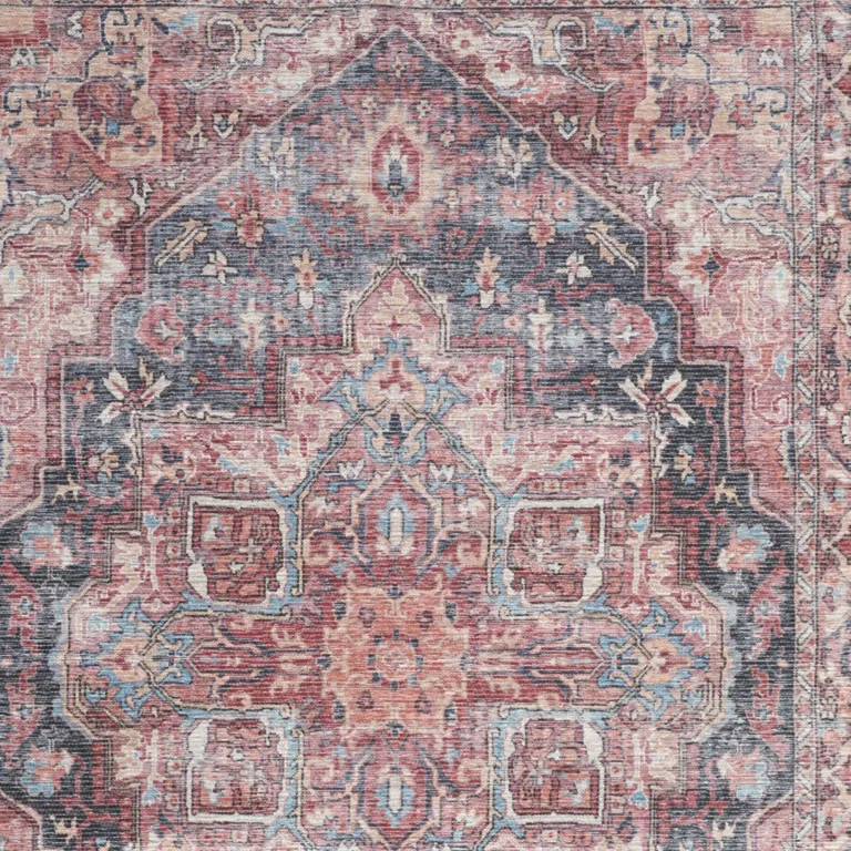 Multicolor Oriental Power Loom Distressed Washable Area Rug Photo 3