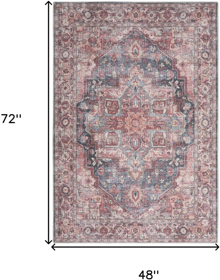 Multicolor Oriental Power Loom Distressed Washable Area Rug Photo 5