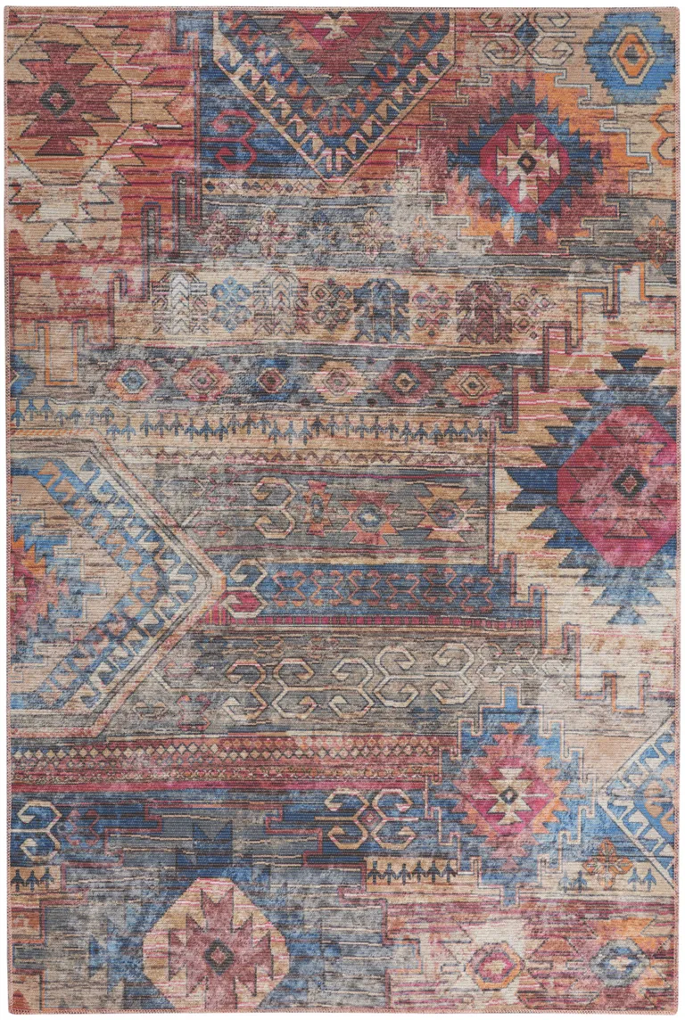 Multicolor Southwestern Distressed Washable Area Rug Photo 1