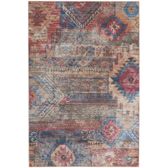 Multicolor Southwestern Distressed Washable Area Rug Photo 1