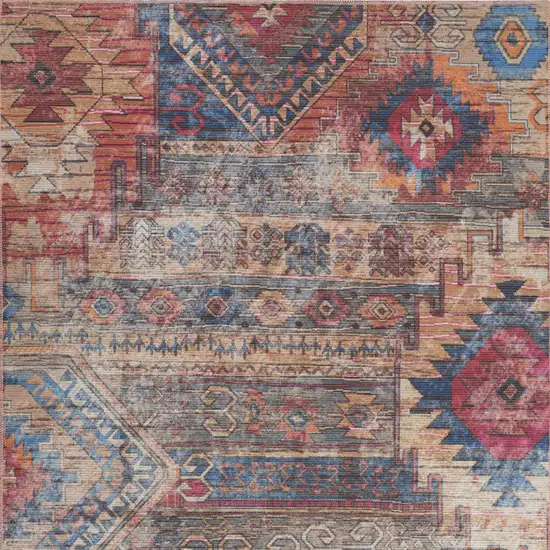 Multicolor Southwestern Distressed Washable Area Rug Photo 4