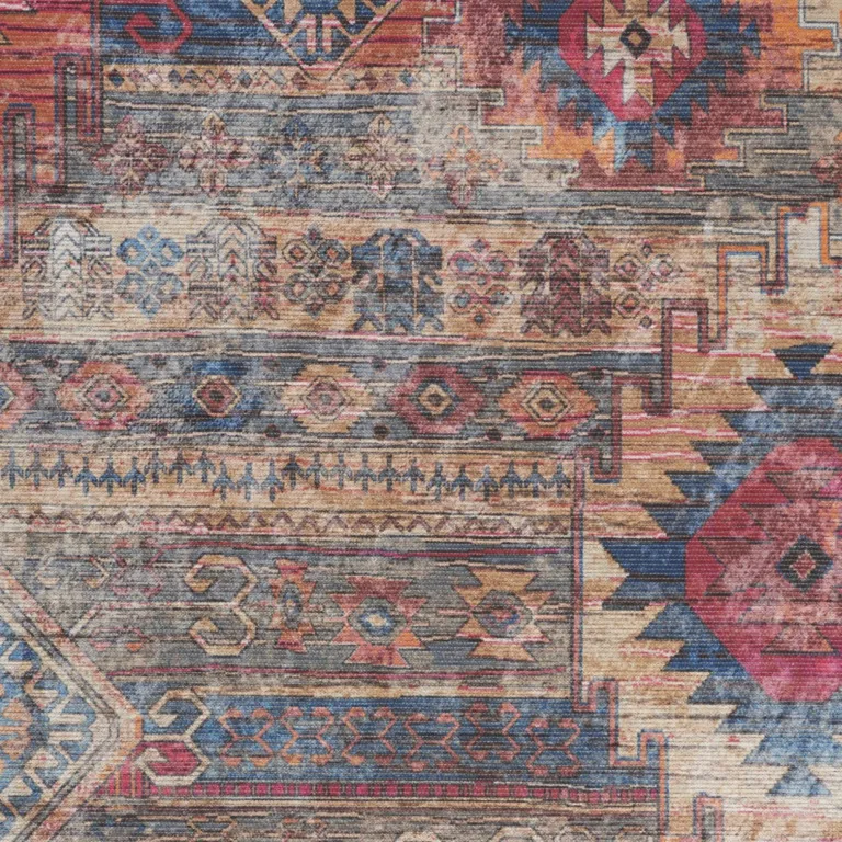 Multicolor Southwestern Power Loom Distressed Washable Area Rug Photo 3