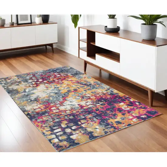 Teal and Gold Abstract Area Rug Photo 1