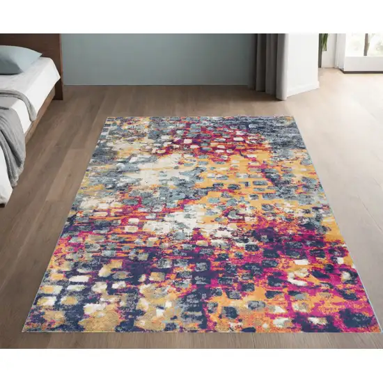 Teal Blue Abstract Dhurrie Area Rug Photo 1
