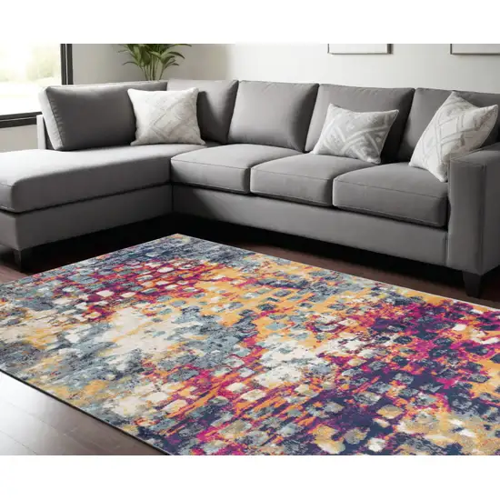 Teal Blue Abstract Dhurrie Area Rug Photo 1