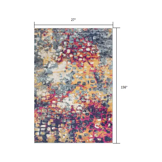 Multicolored Abstract Painting Runner Rug Photo 1